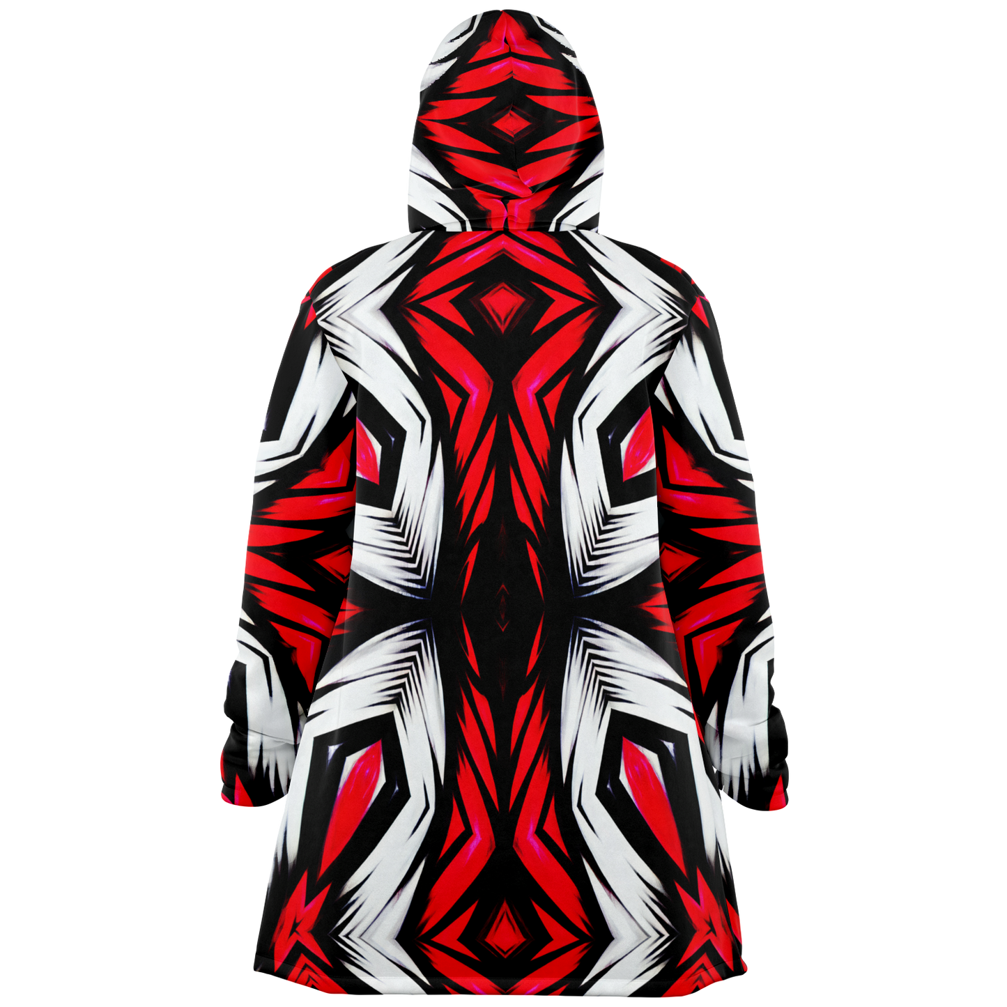 Men's Abstract Red, White & Black Pattern All-Over Print All Over Print Microfleece Cloak