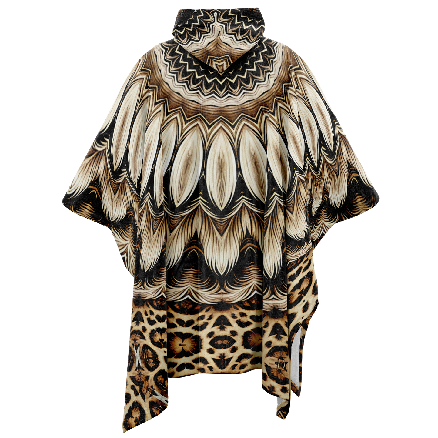 Men's Kaleidoscope Mandala Pattern All-Over Print Flannel Blanket Poncho