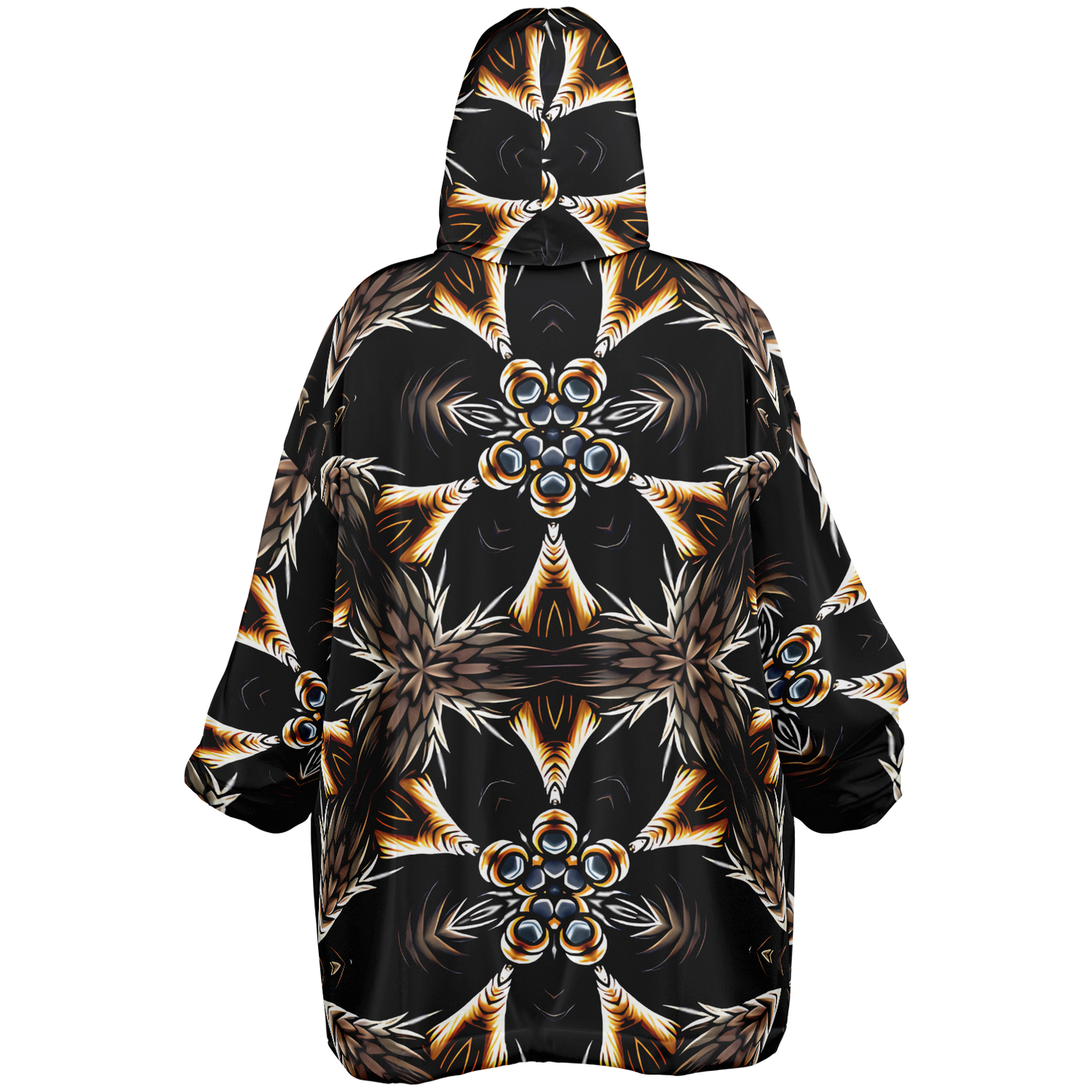 Women's Geometric Black & Gold Kaleidoscope Print Snug Hoodie
