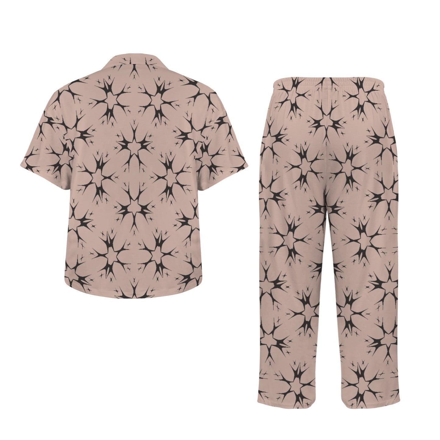 Women's Blush Pink Kaleidoscope Pattern All Over Print V-Neck Pajama Set