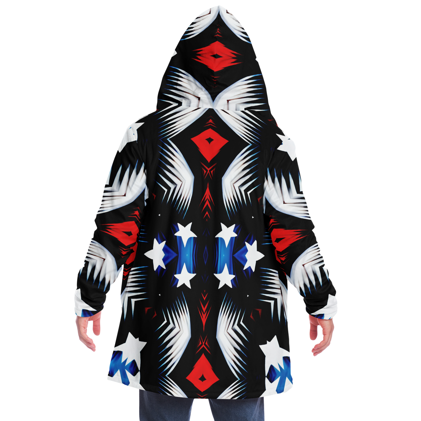 Men's Patriotic Starburst Pattern All-Over Print Men's All Over Print Microfleece Cloak