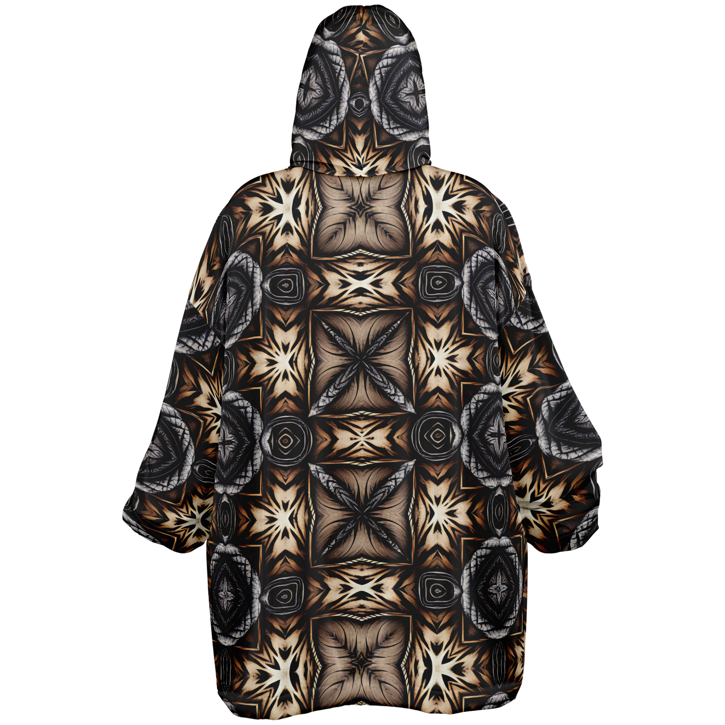 Men's Geometric Kaleidoscope Brown Pattern All Over Print Snug Hoodie