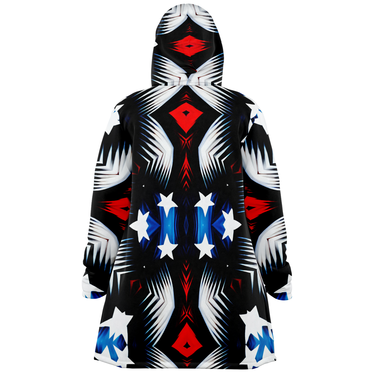 Women's Patriotic Starburst Pattern All-Over Print Microfleece Cloak