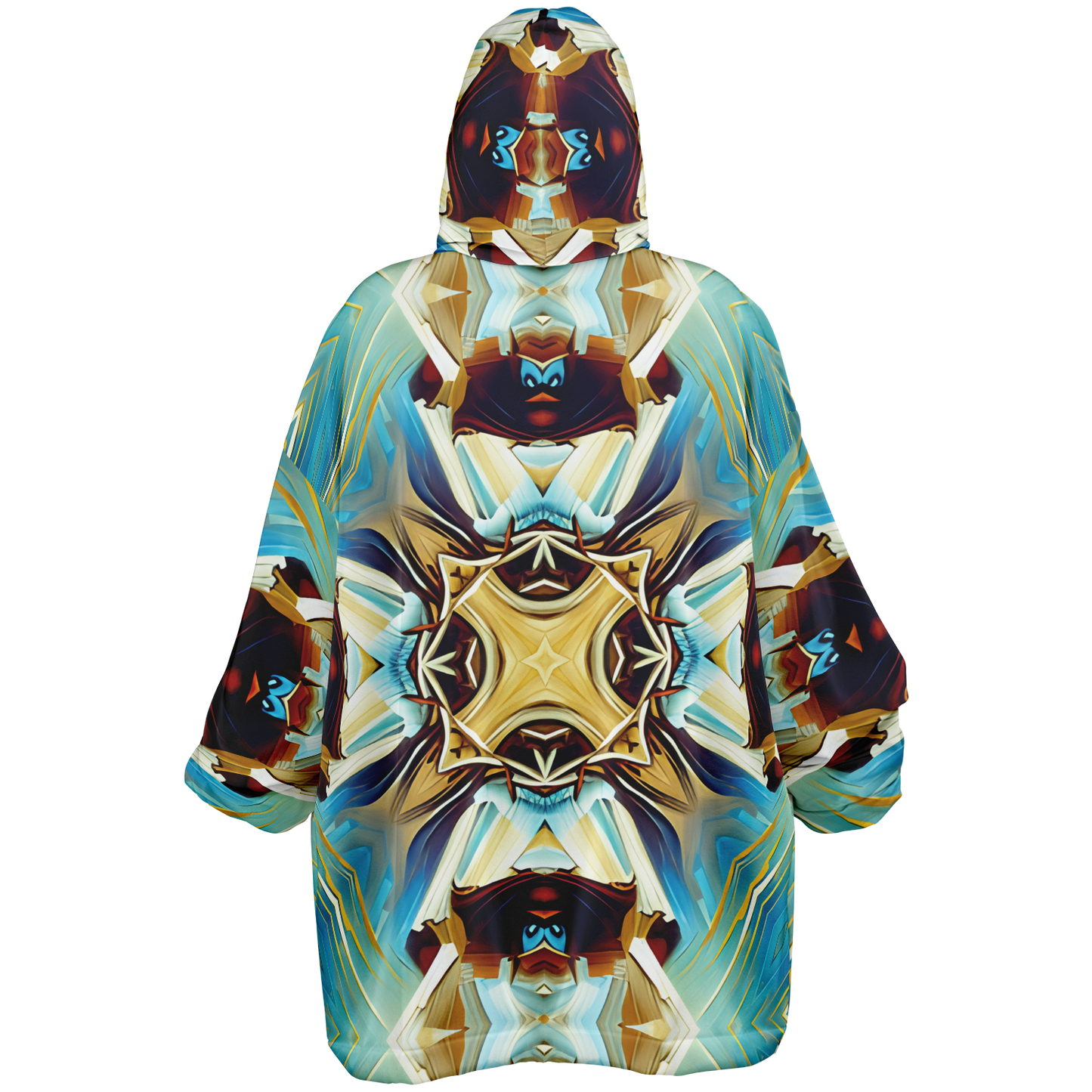 Men's Abstract Teal & Gold Pattern All Over Print Snug Hoodie