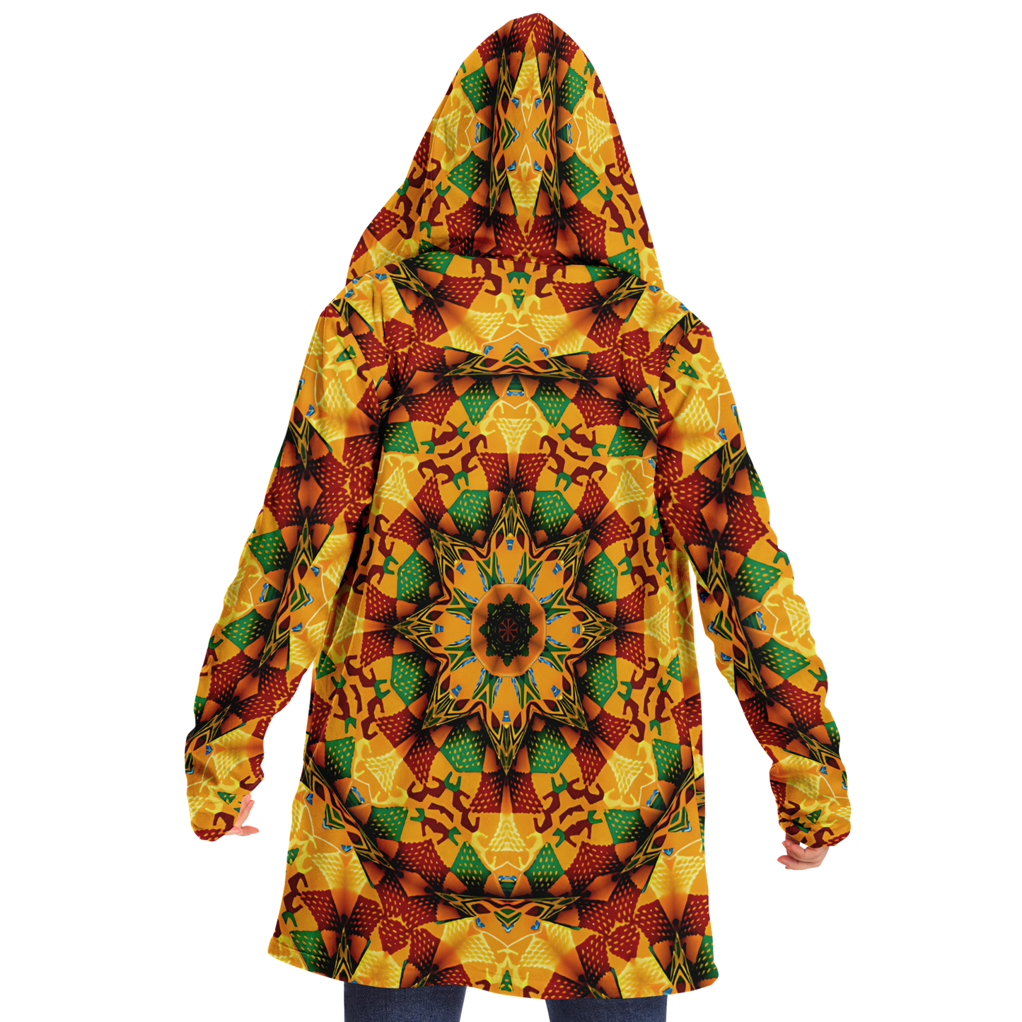 Women's Autumn Kaleidoscope Floral Pattern Microfleece Cloak