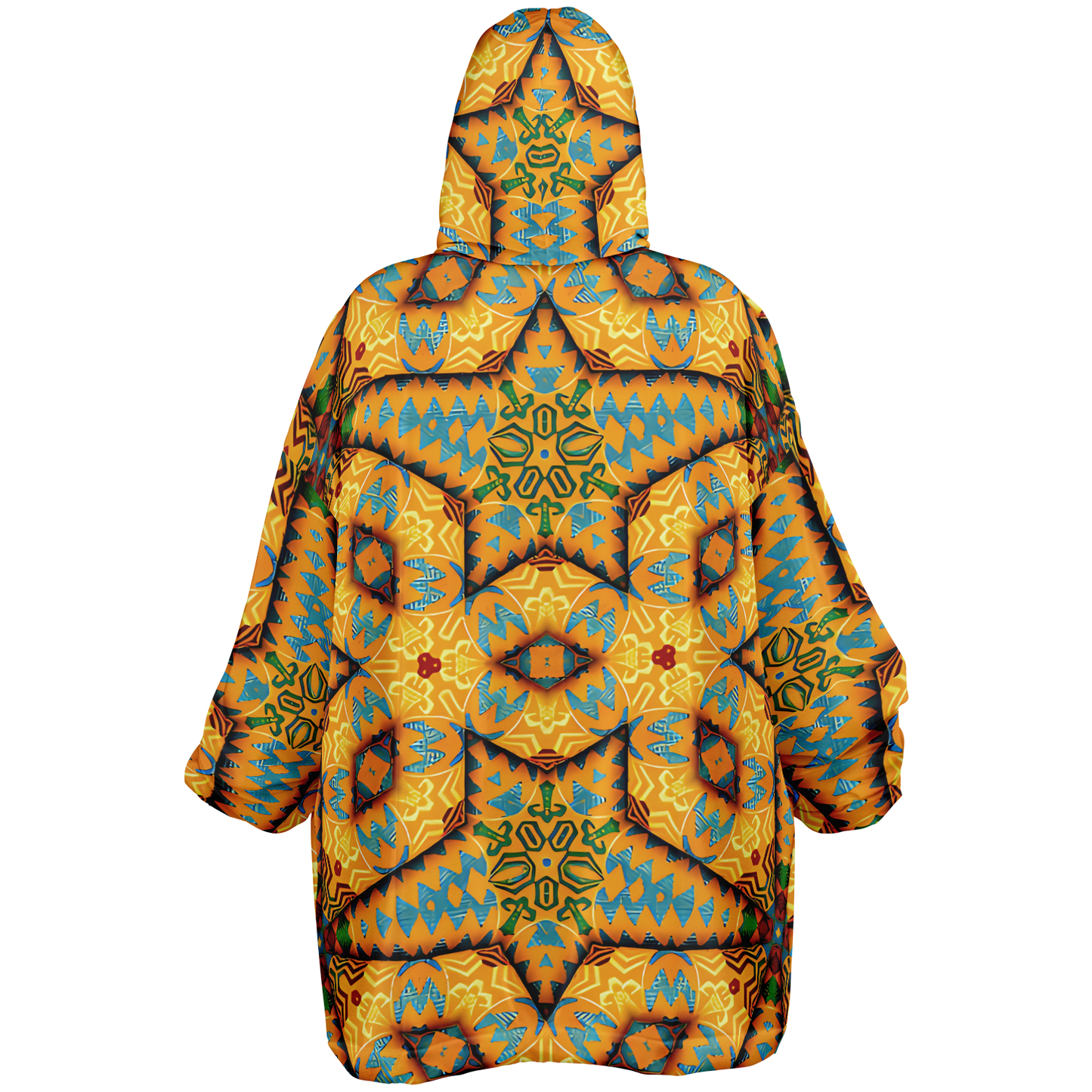 Women's Golden Geometric Mosaic Pattern Snug Hoodie
