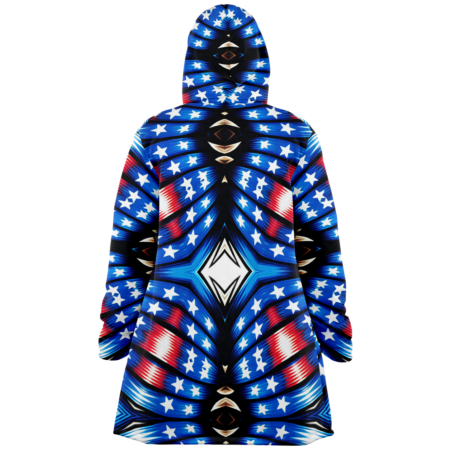 Men's Red White Blue Geometric Pattern All-Over Print All Over Print Microfleece Cloak