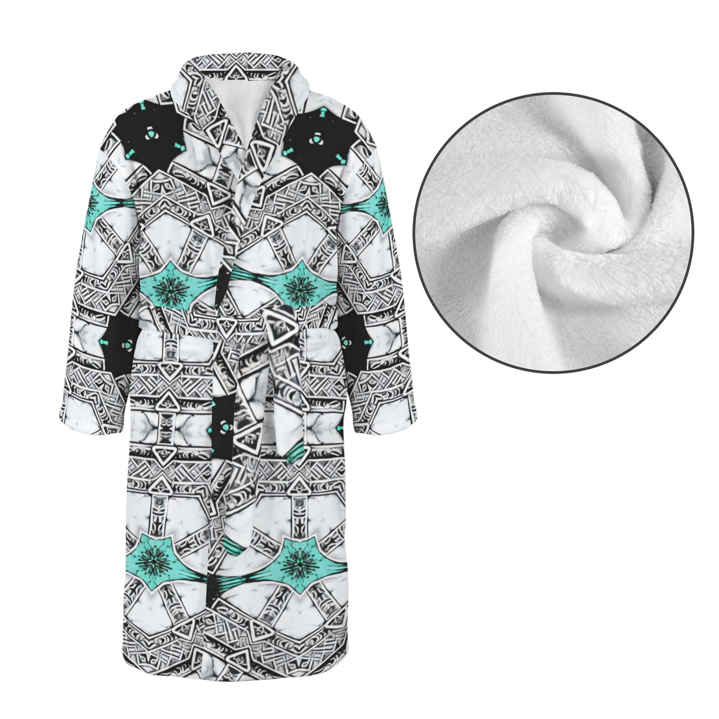 Men's Kaleidoscope Geo Pattern All Over Print Belted Sleep Robe