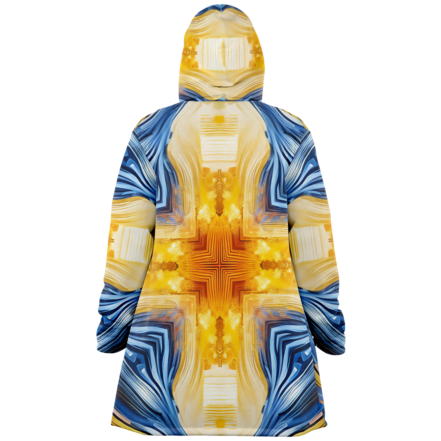 Men’s Bright Orange & Blue Abstract All Over Print Microfleece Cloak