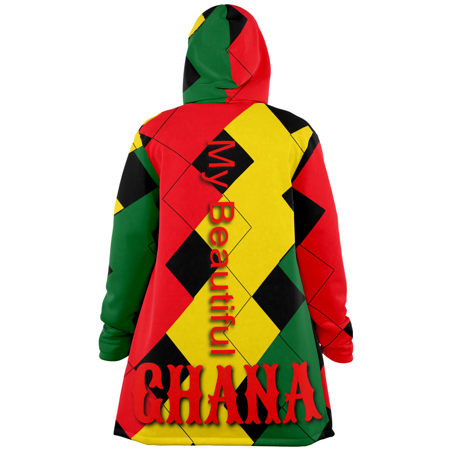 Men's Red Yellow Green and Black Stars Microfleece Cloak