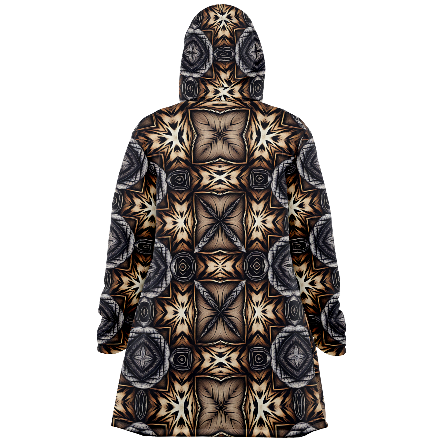 Women's Geometric Kaleidoscope Brown Pattern All Over Print Microfleece Cloak