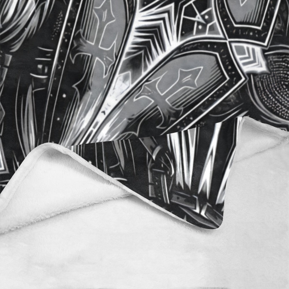 Monochrome Gothic Kaleidoscope Pattern All Over Print Ultra-Soft Micro Fleece Blanket 40"x50"