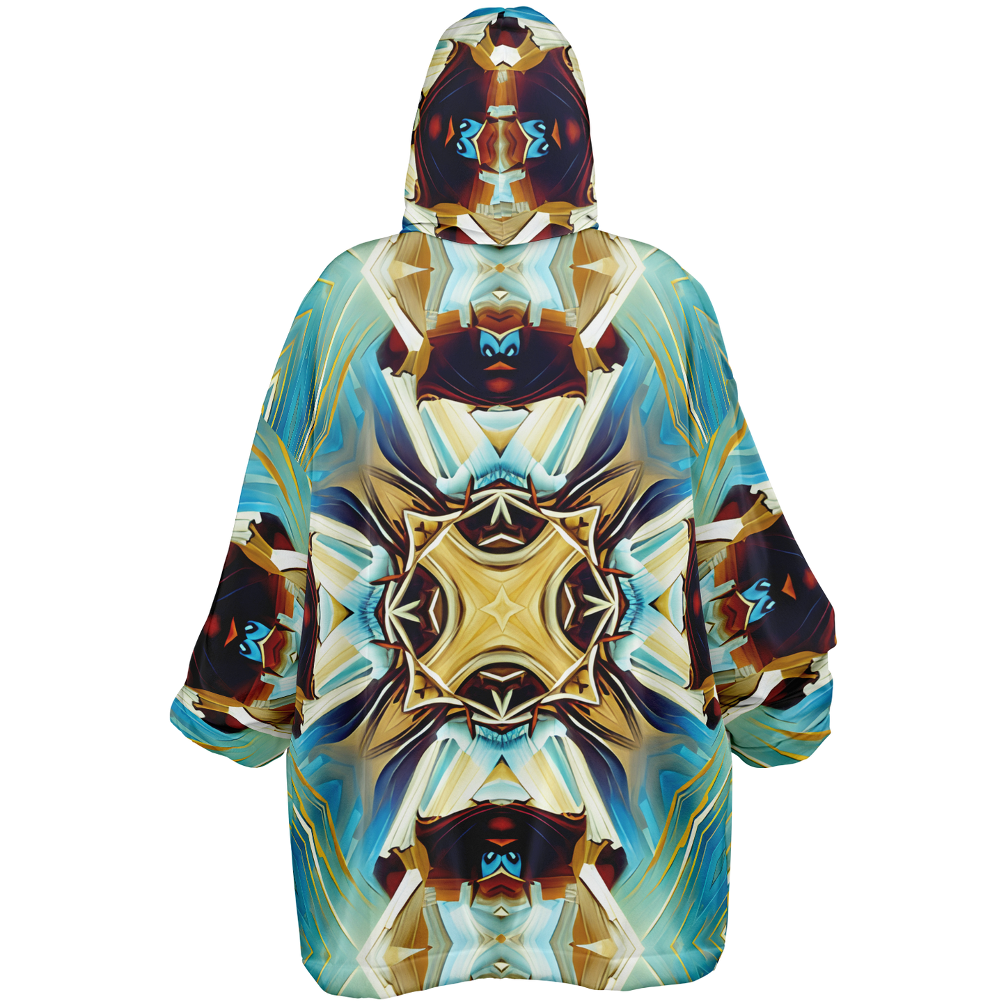 Women's Abstract Teal & Gold Pattern All Over Print Snug Hoodie