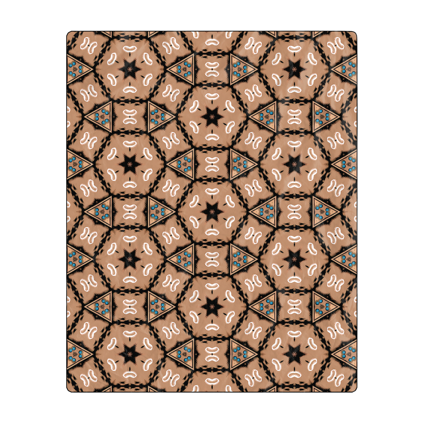 Brown Geometric Kaleidoscope Pattern All Over Print Freeform Beach Towel
