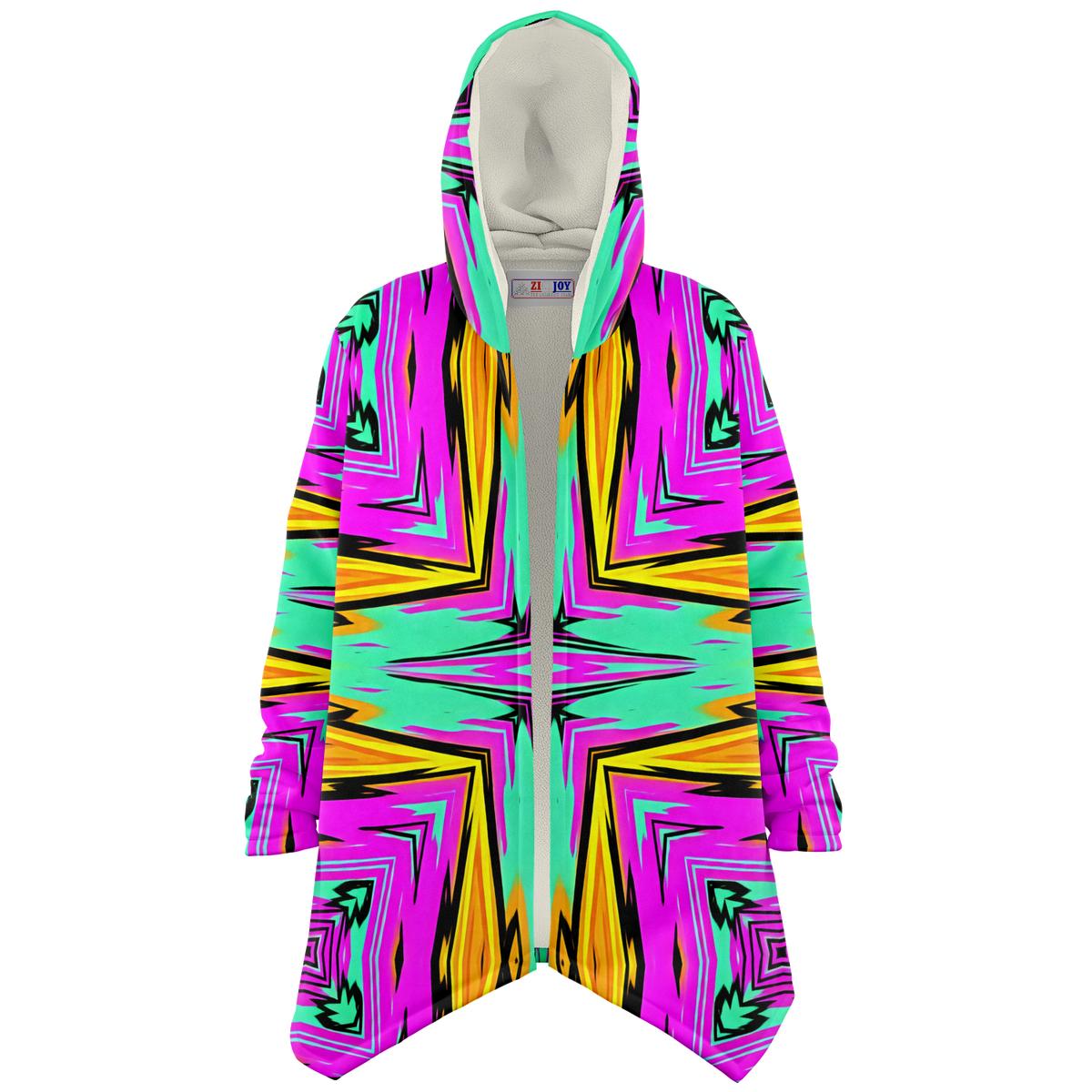 Women's Neon Geometric Star Pattern Design All Over Print Microfleece Cloak