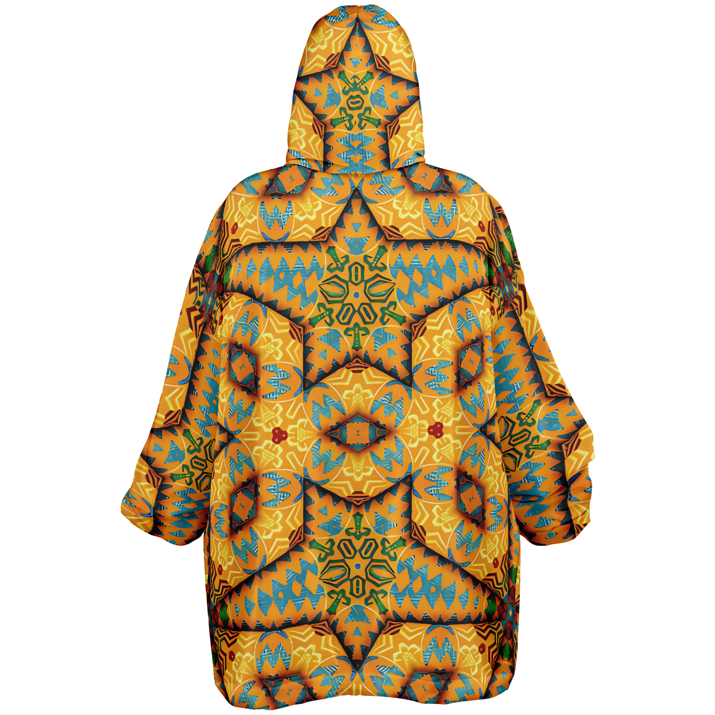 Men's Golden Geometric Mosaic Pattern Snug Hoodie