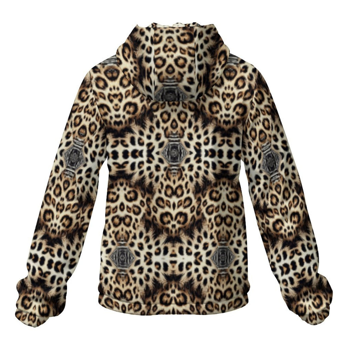 Men's Leopard Trendy Geometric Pattern All-Over Print Hooded Windbreaker Jacket