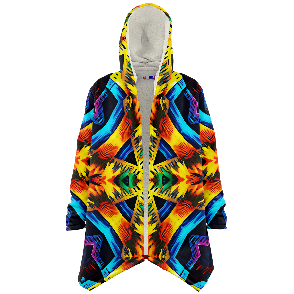 Women's Vibrant Kaleidoscope Tribal Pattern Design All Over Print Microfleece Cloak