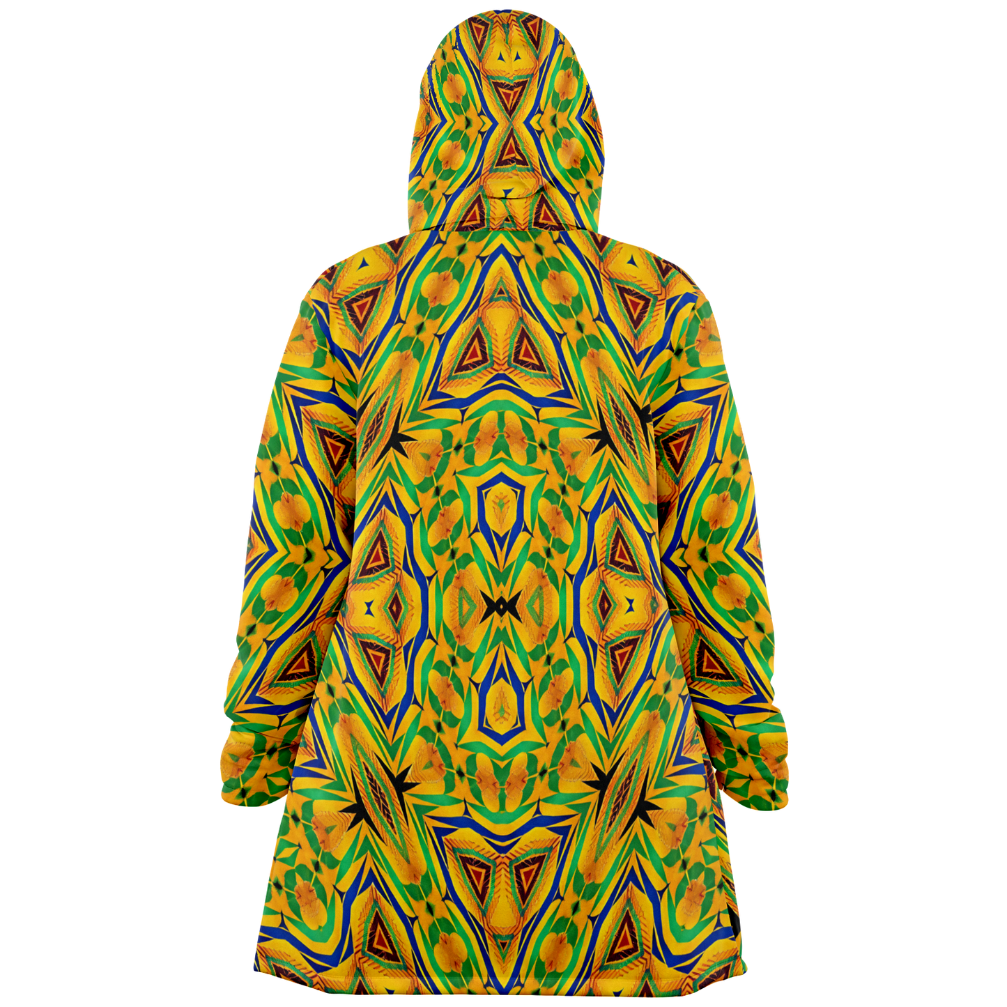 Women's Vibrant Yellow Green Geo Kente Pattern All-Over Print Microfleece Cloak
