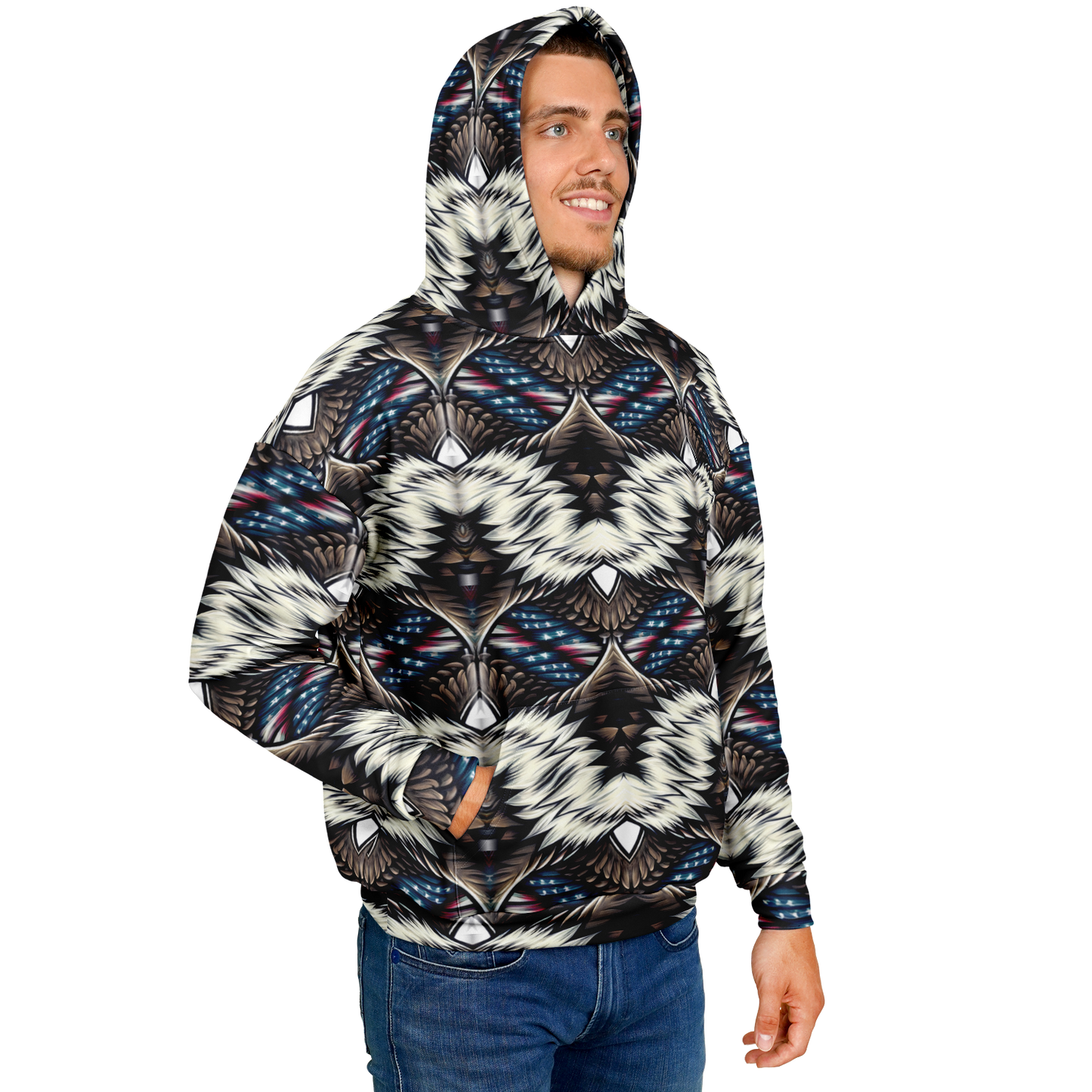 Men's Geometric Tribal Pattern All Over Print Heavyweight Oversized Hoodie