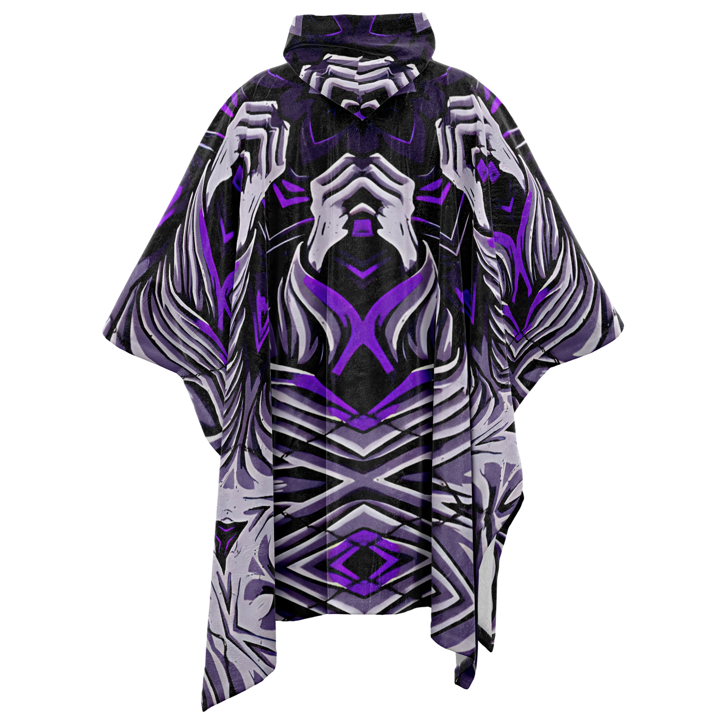 Women's Kaleidoscope Purple Pattern Flannel Blanket Poncho