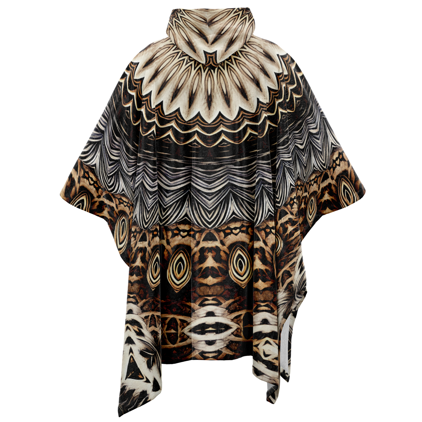 Men's Kaleidoscope Mandala Pattern All-Over Print Flannel Blanket Poncho