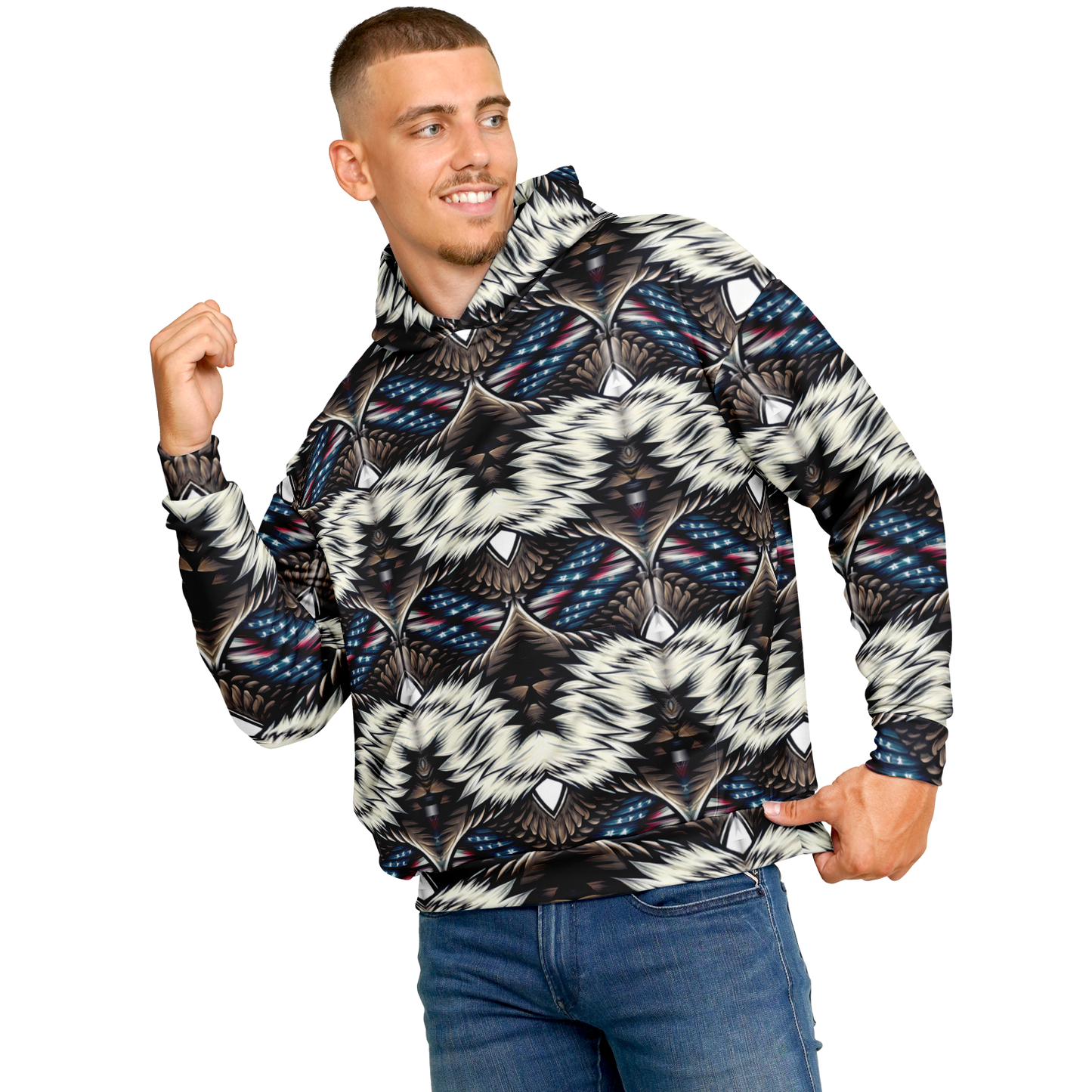 Men's Geometric Tribal Pattern All Over Print Heavyweight Oversized Hoodie