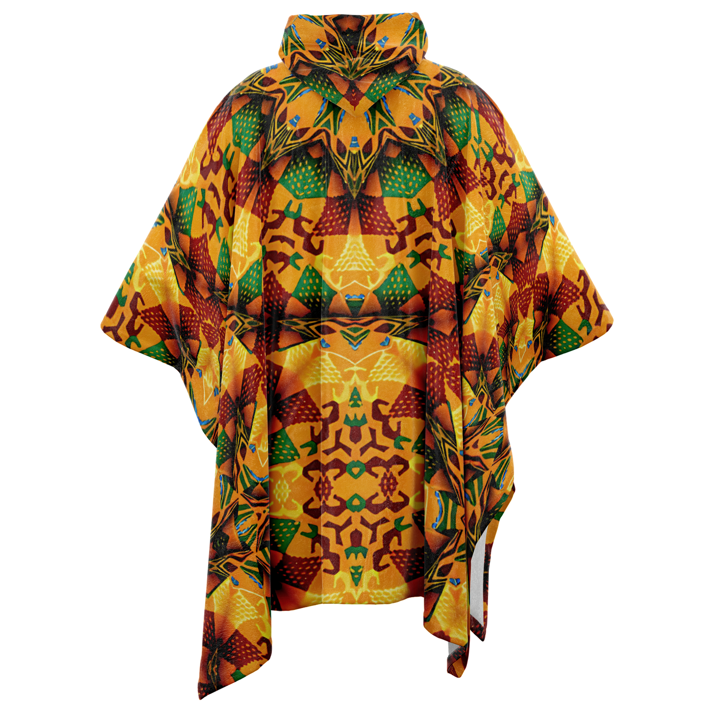 Women's Autumn Kaleidoscope Floral Pattern Flannel Blanket Poncho