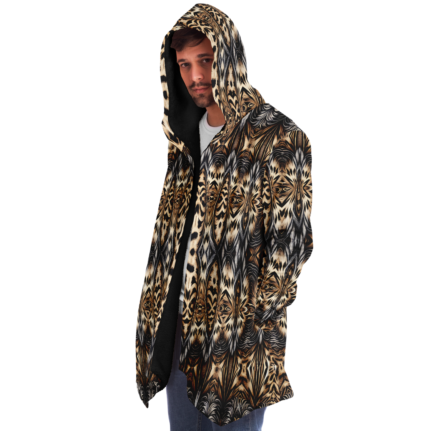 Men's Leopard Trendy Geometric Pattern All-Over Print Microfleece Cloak