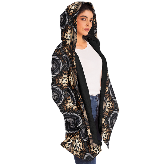 Women's Geometric Kaleidoscope Brown Pattern All Over Print Microfleece Cloak