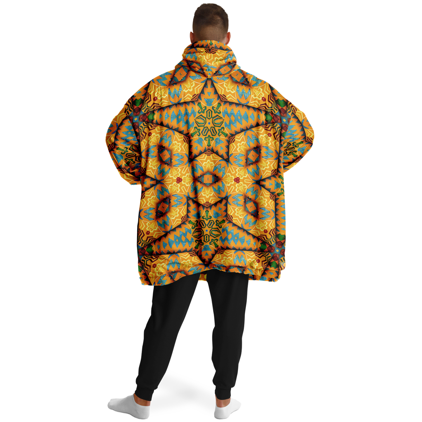 Men's Golden Geometric Mosaic Pattern Snug Hoodie