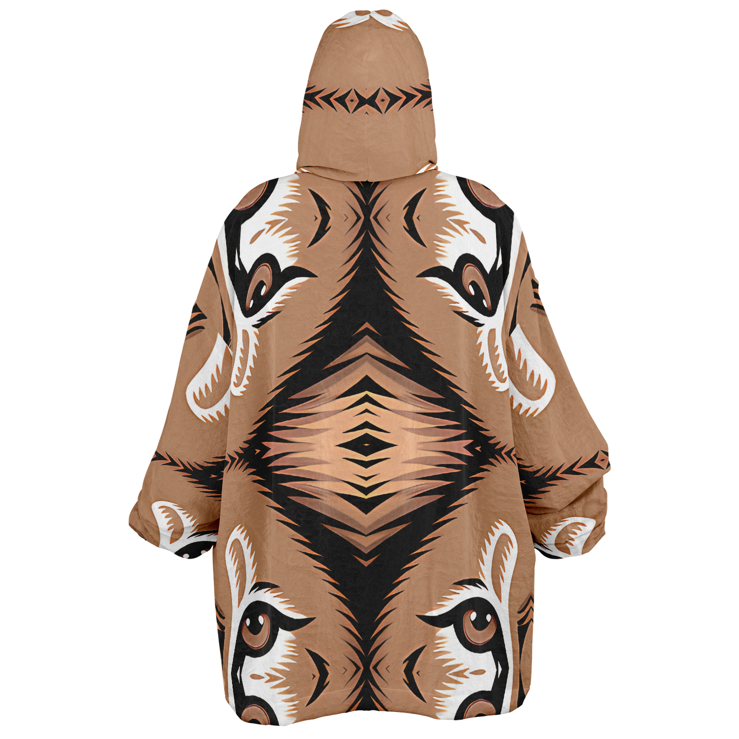 Women Brown Tribal Geometric Pattern All Over Print Snug Hoodie Economy