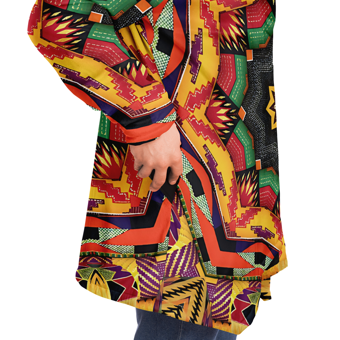 Men's Kaleidoscope Tribal Pattern All Over Print Microfleece Cloak