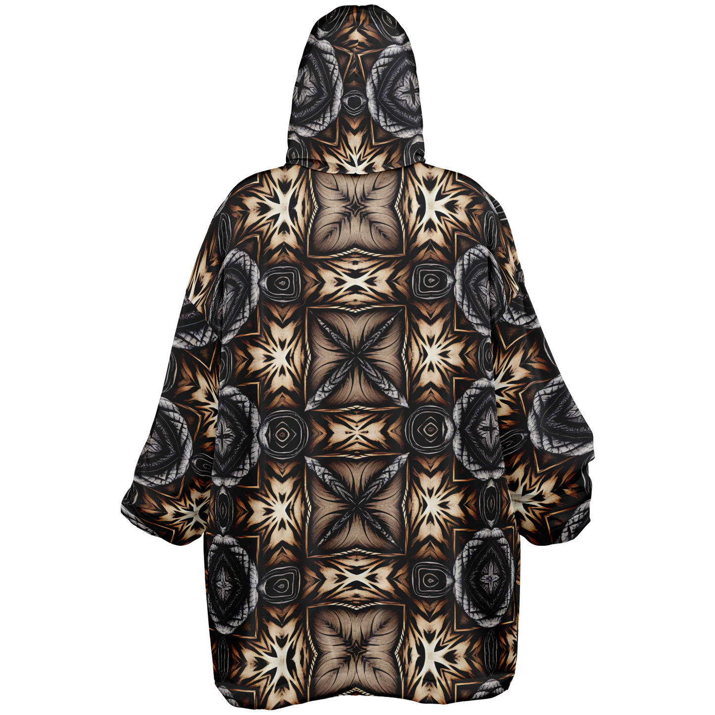 Women's Geometric Kaleidoscope Brown Pattern All Over Print Snug Hoodie