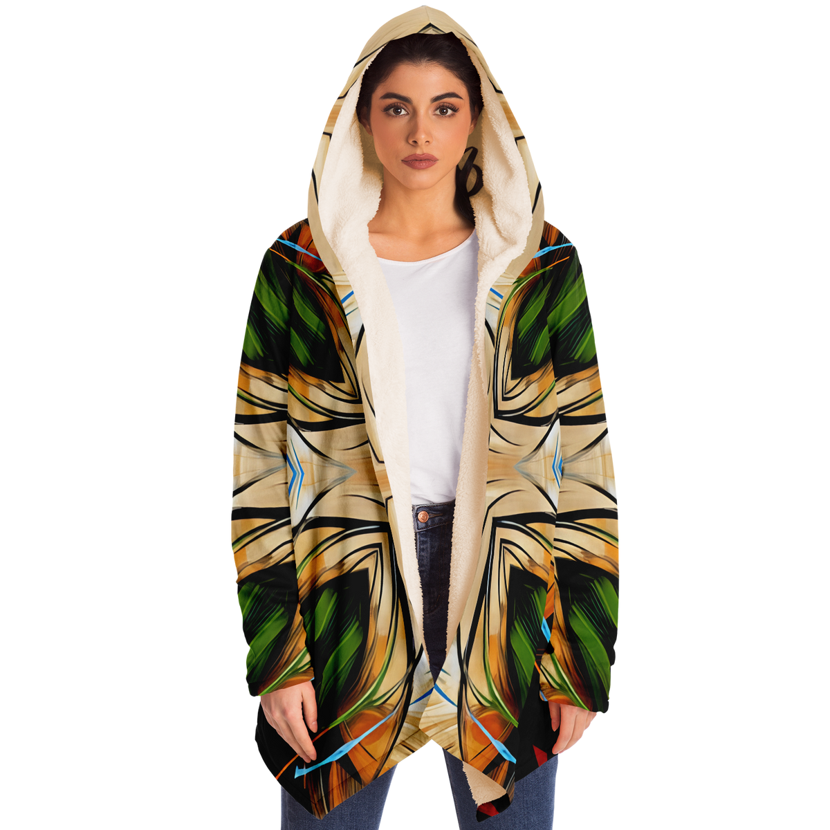 Women's Geometric Kaleidoscope Pattern Design All Over Print Microfleece Cloak