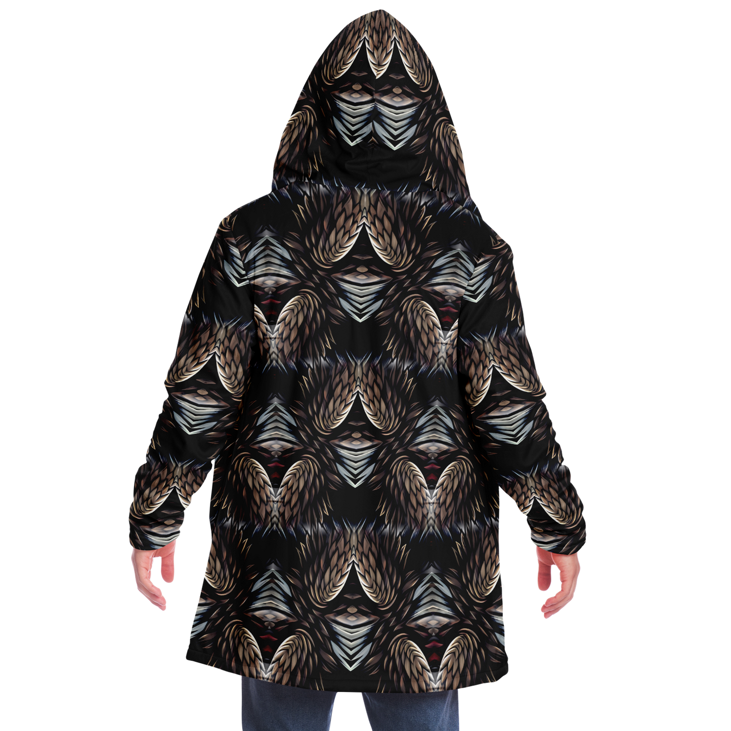 Men's Abstract Dark Kaleidoscope Pattern All Over Print Microfleece Cloak