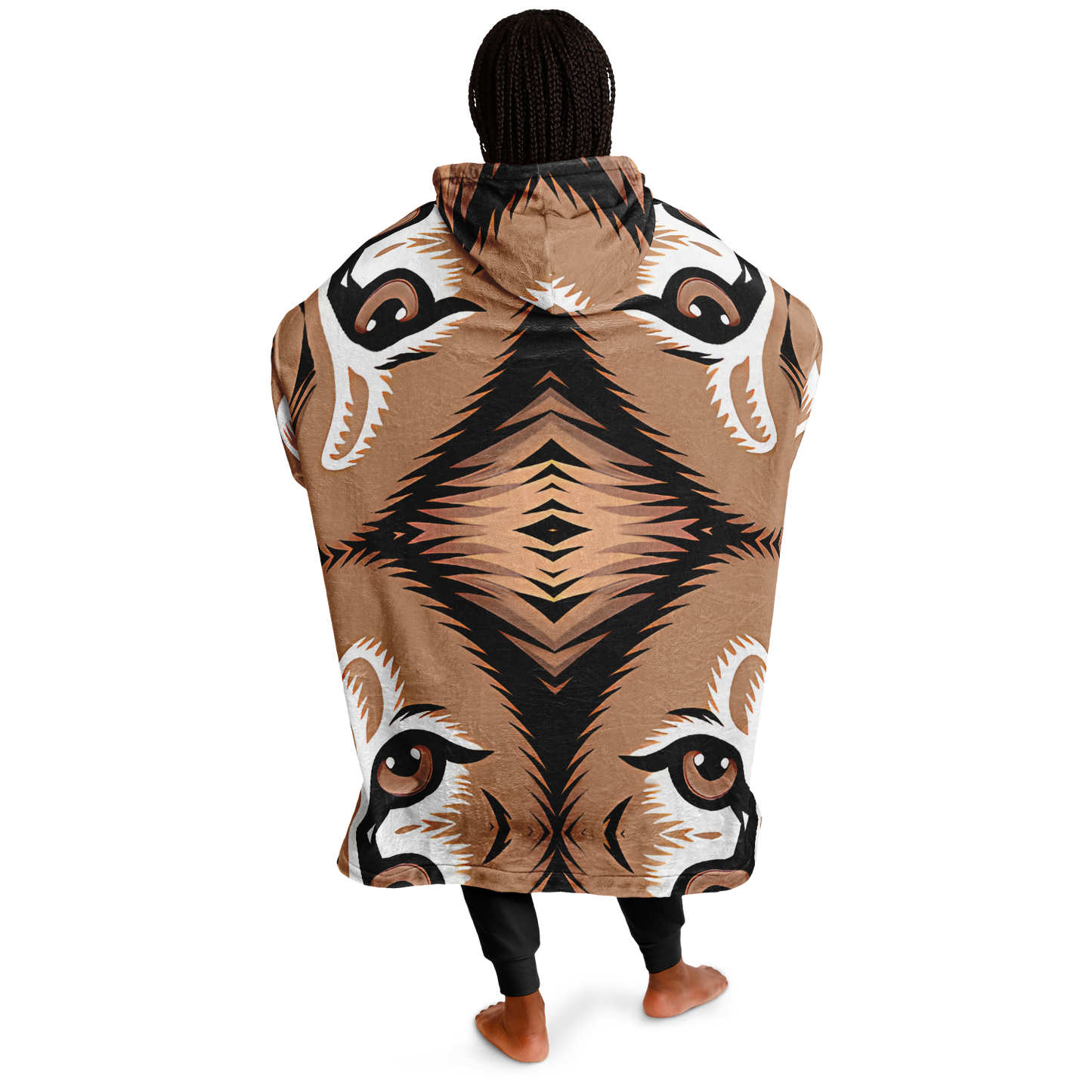 Women Brown Tribal Geometric Pattern All Over Print Snug Hoodie Economy