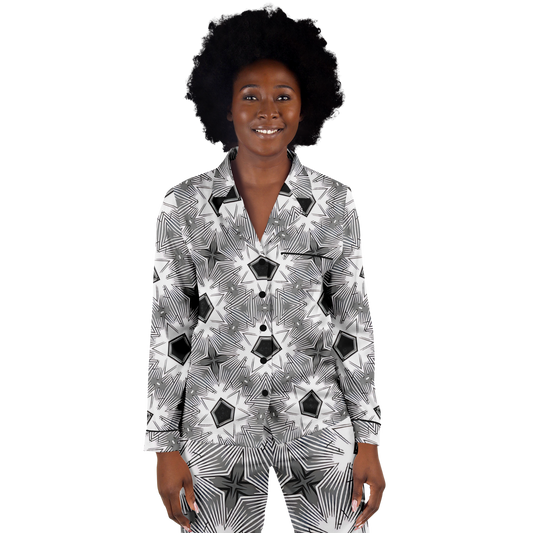 Women's Monochrome Tie-Dye Pattern Satin Pajamas