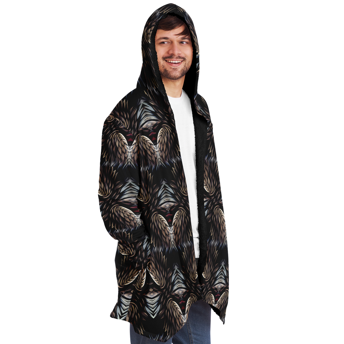 Men's Abstract Dark Kaleidoscope Pattern All Over Print Microfleece Cloak