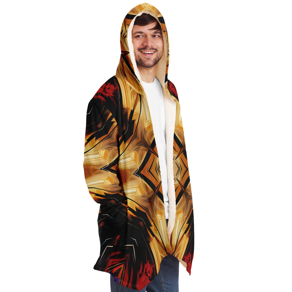 Men's Geometric Kaleidoscope Pattern Design All Over Print Microfleece Cloak