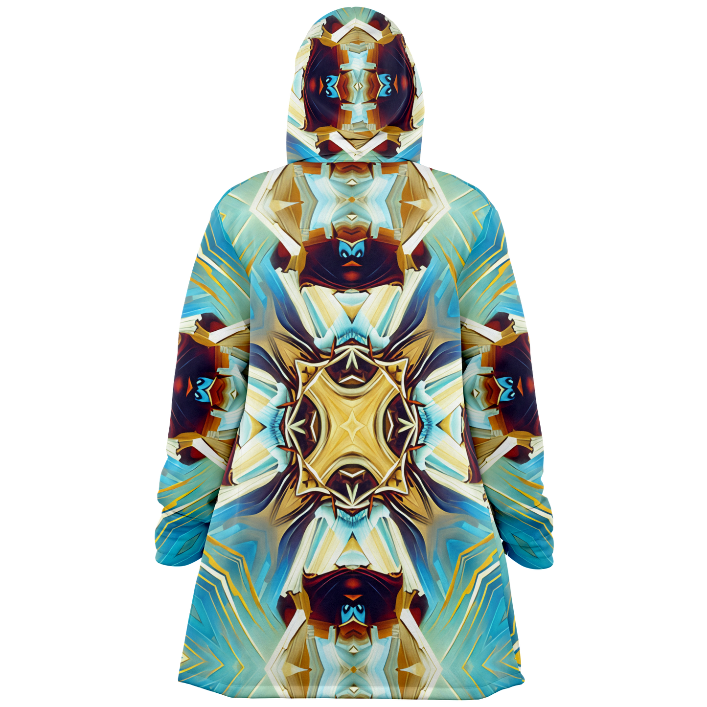 Men's Abstract Teal & Gold Pattern All Over Print Microfleece Cloak