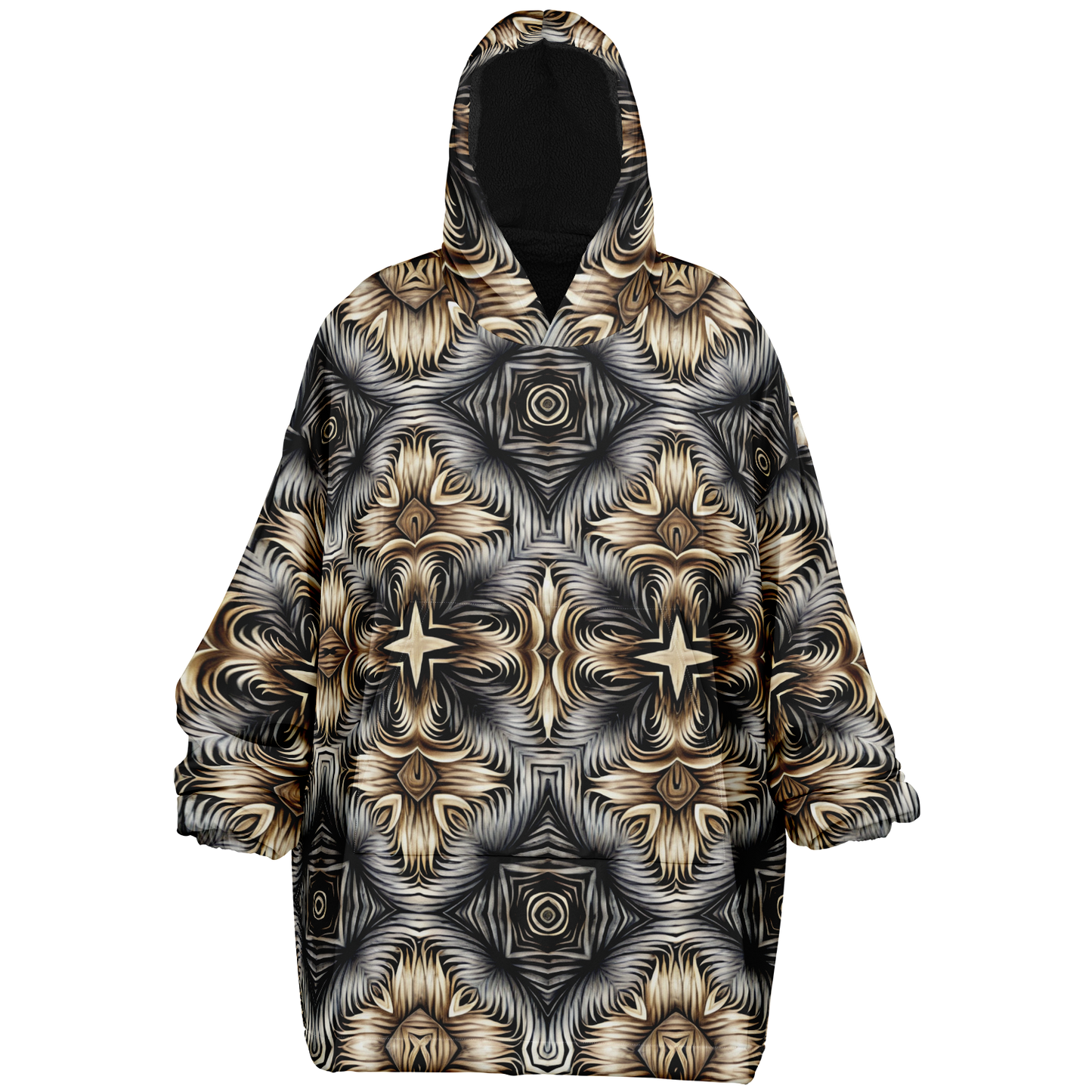 Men's Neutral Geometric Floral Pattern All Over print Snug Hoodie