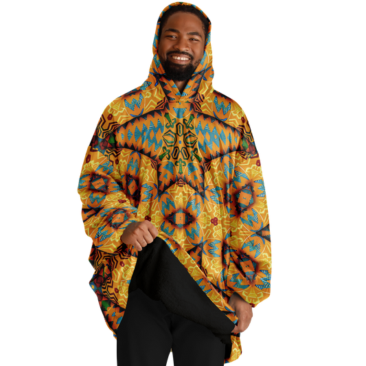 Men's Golden Geometric Mosaic Pattern Snug Hoodie