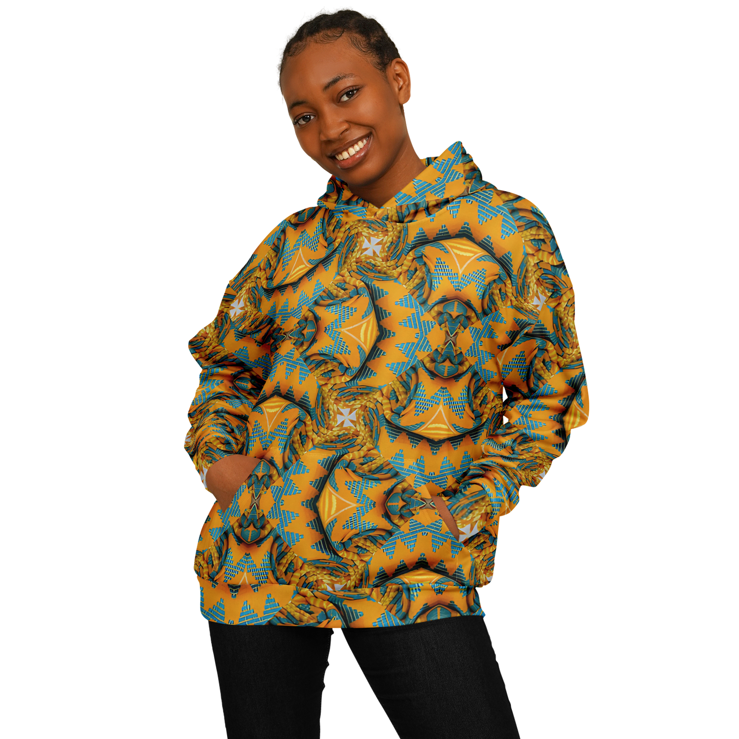 Women's Golden Kaleidoscope Pattern Heavyweight Oversized Hoodie