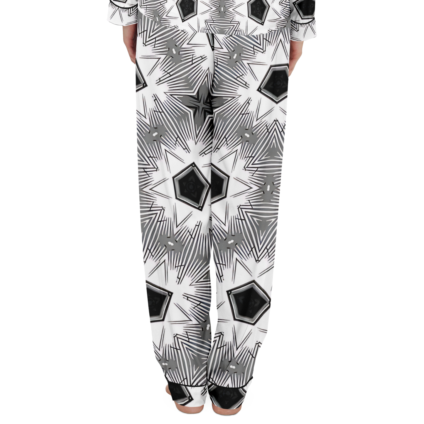Women's Monochrome Tie-Dye Pattern Satin Pajamas