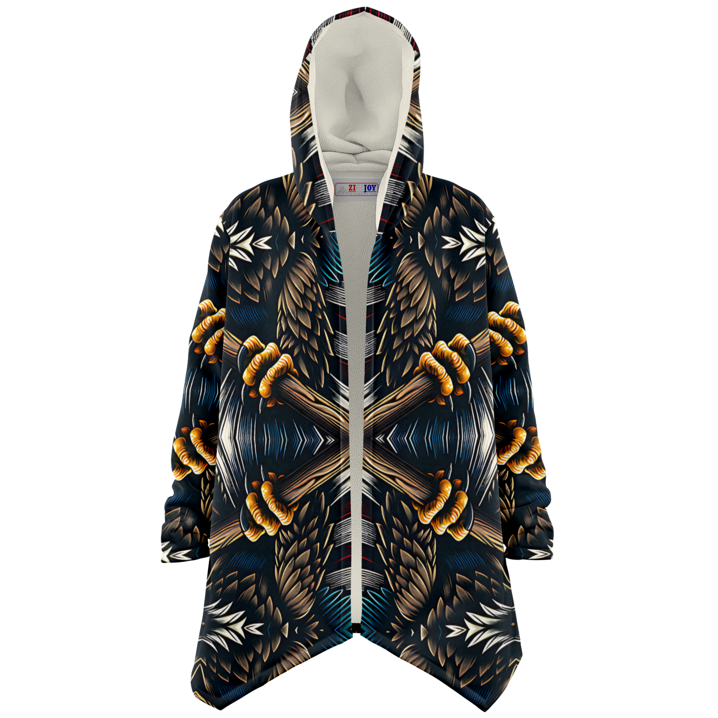 Women's Dark Geometric Knit Pattern All Over Print Microfleece Cloak