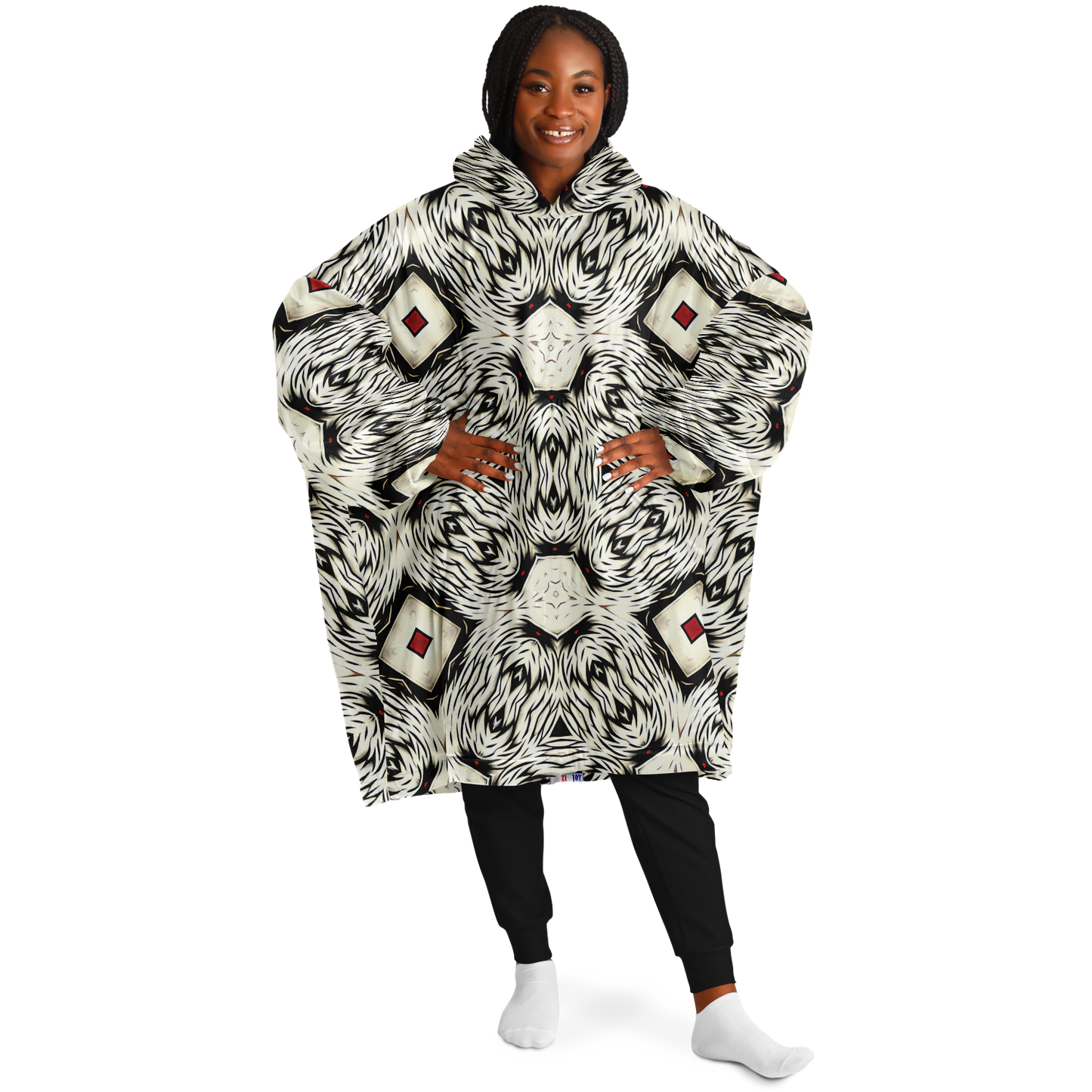 Women's Black & White Abstract Pattern All Over print Snug Hoodie