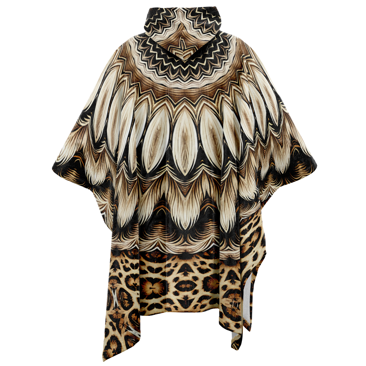 Women's Kaleidoscope Mandala Pattern  All-Over Print Flannel Blanket Poncho