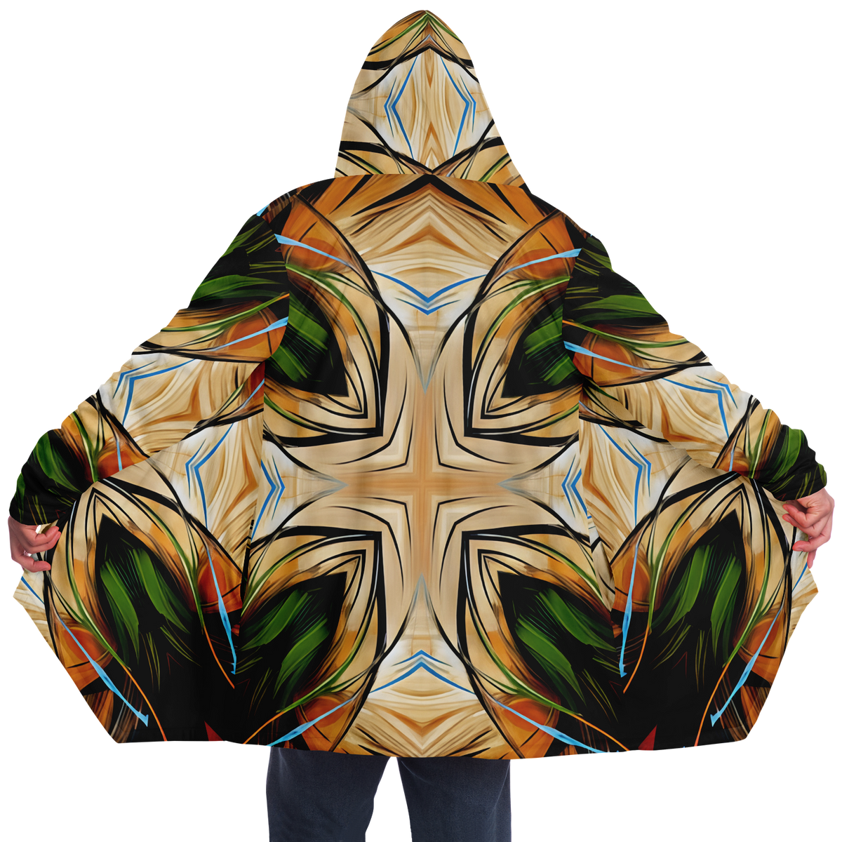 Men's Geometric Kaleidoscope Pattern Design All Over Print Microfleece Cloak