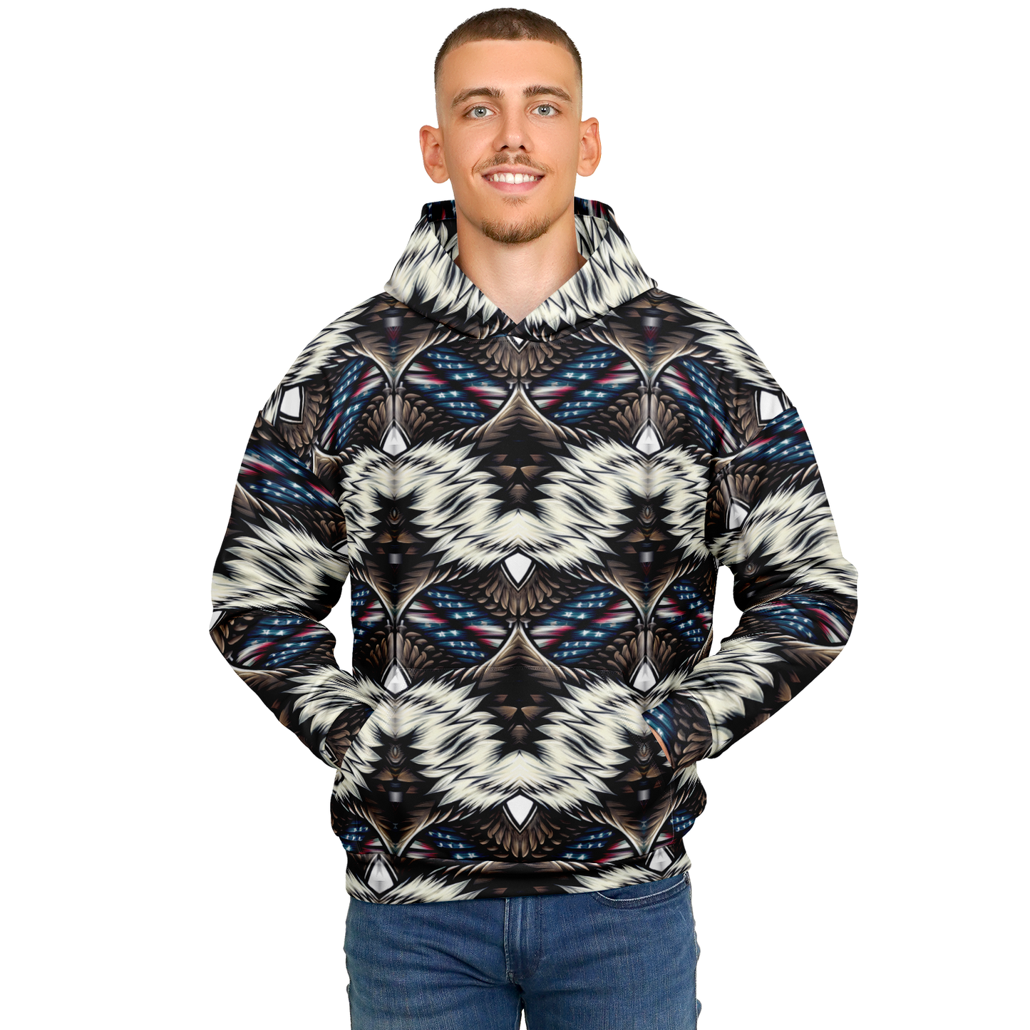 Men's Geometric Tribal Pattern All Over Print Heavyweight Oversized Hoodie